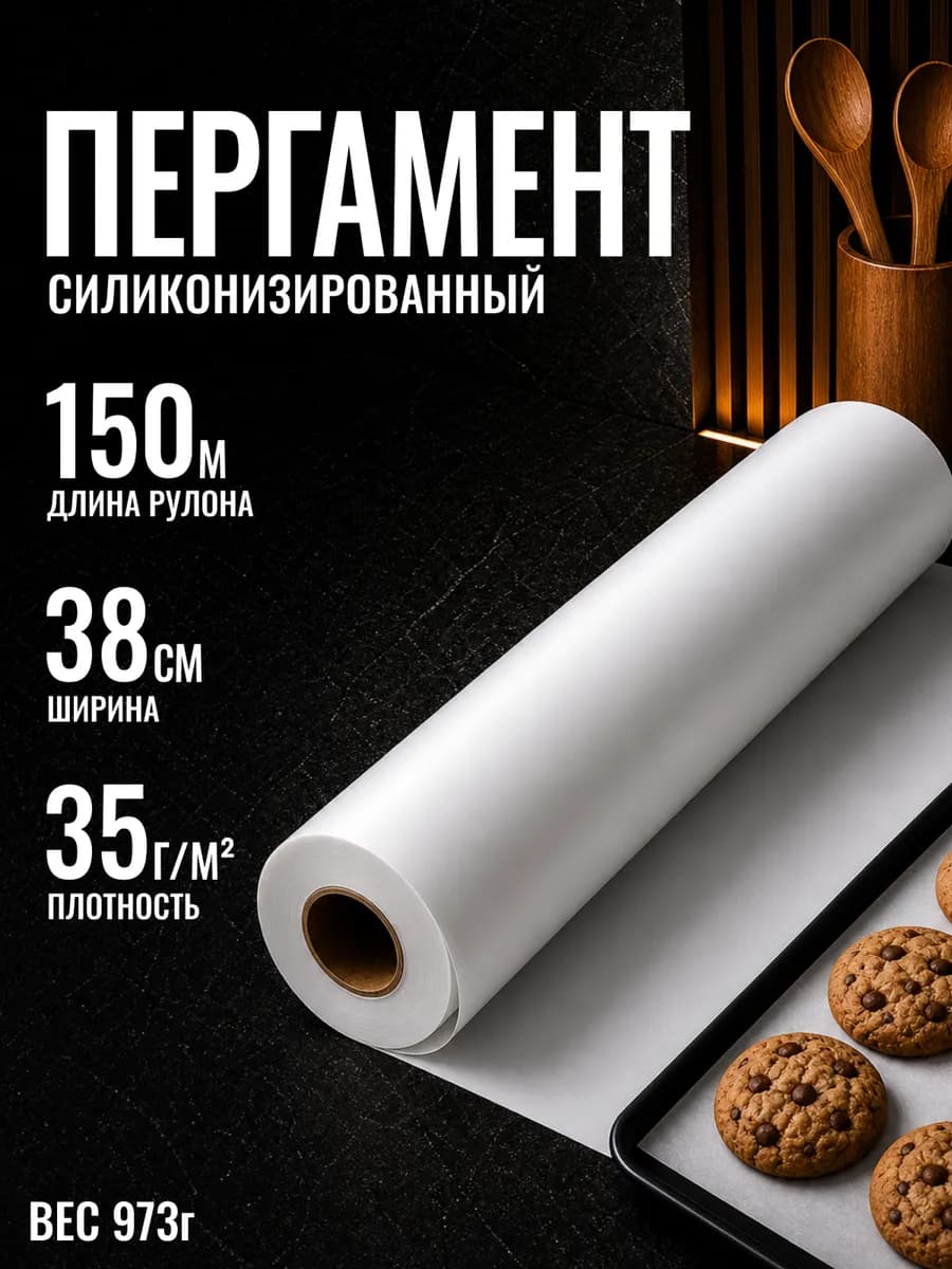 Бумага для выпечки силиконизированная пергамент 150м38см