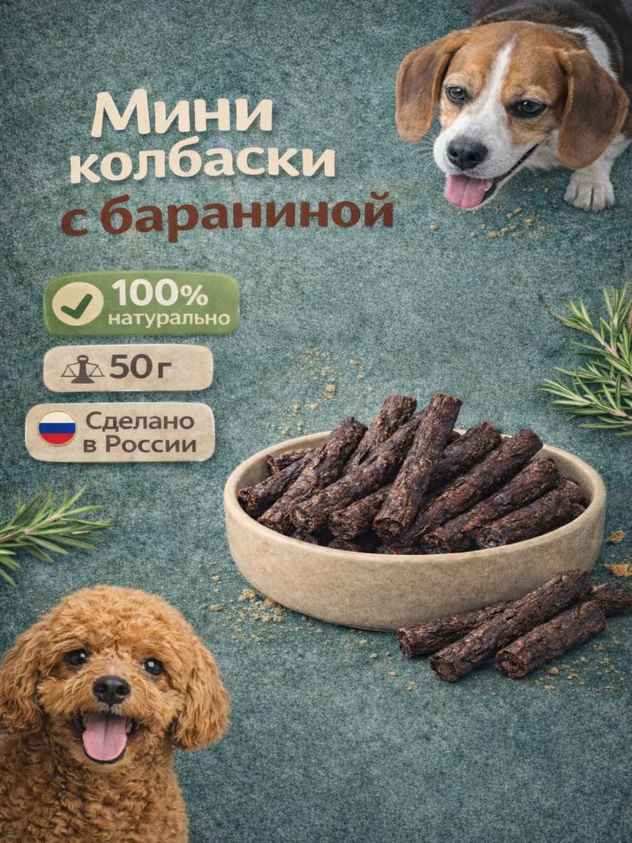 Лакомство для собак "Мини-колбаски с бараниной" 50 гр