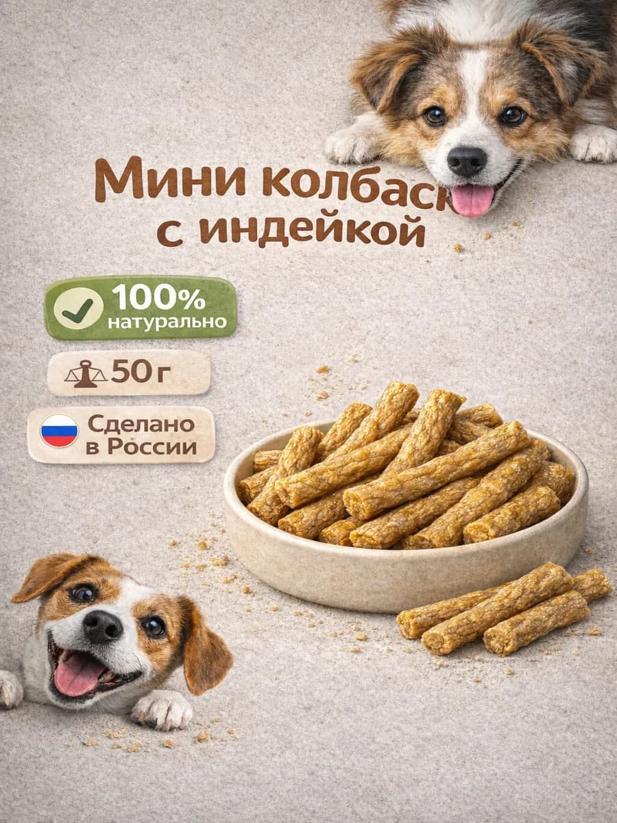 Лакомство для собак "Мини-колбаски говяжьи с индейкой"