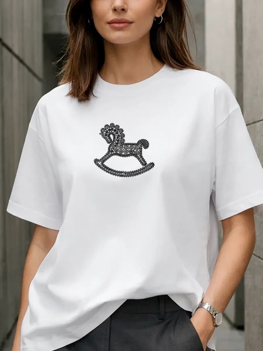 Футболка оверсайз нарядная с принтом русский стиль