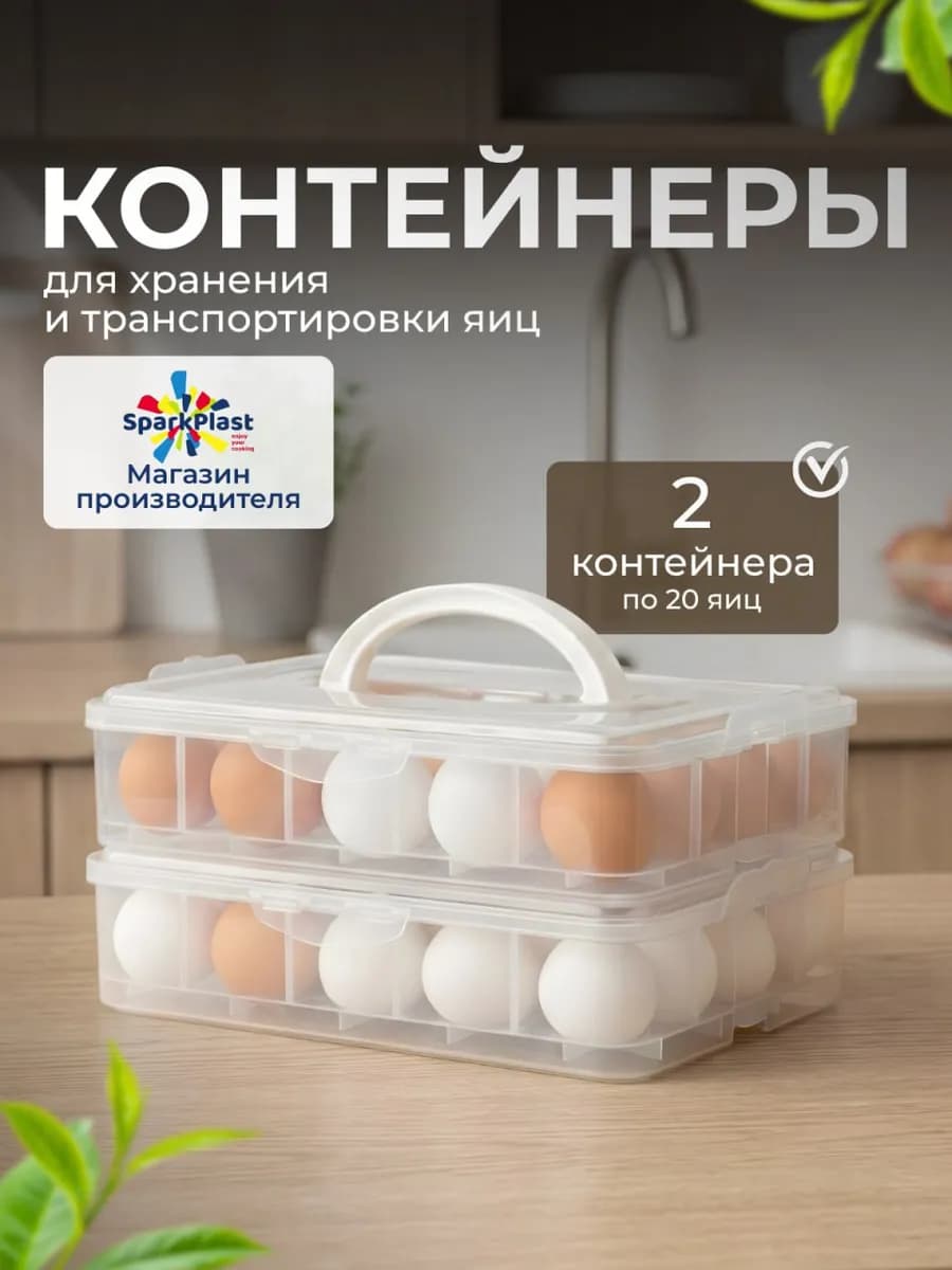 Контейнеры для хранения яиц и заморозки полуфабрикатов 2шт