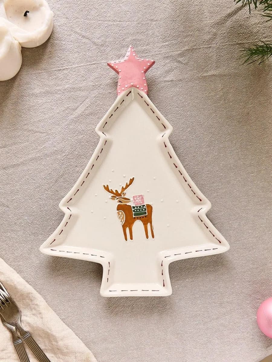 Блюдо керамическое новогоднее "Елочка"