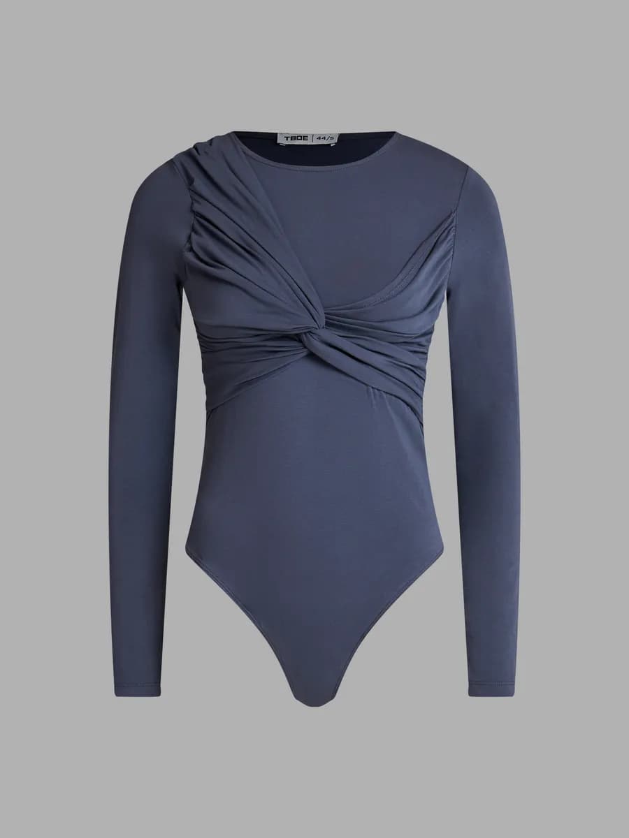 Боди-блузка с драпировкой и длинным рукавом