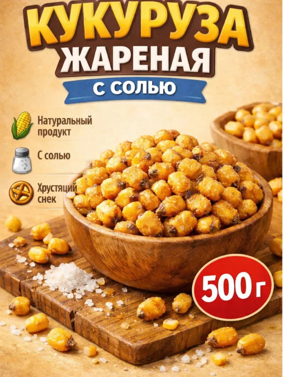 Кукуруза жареная с солью 500гр
