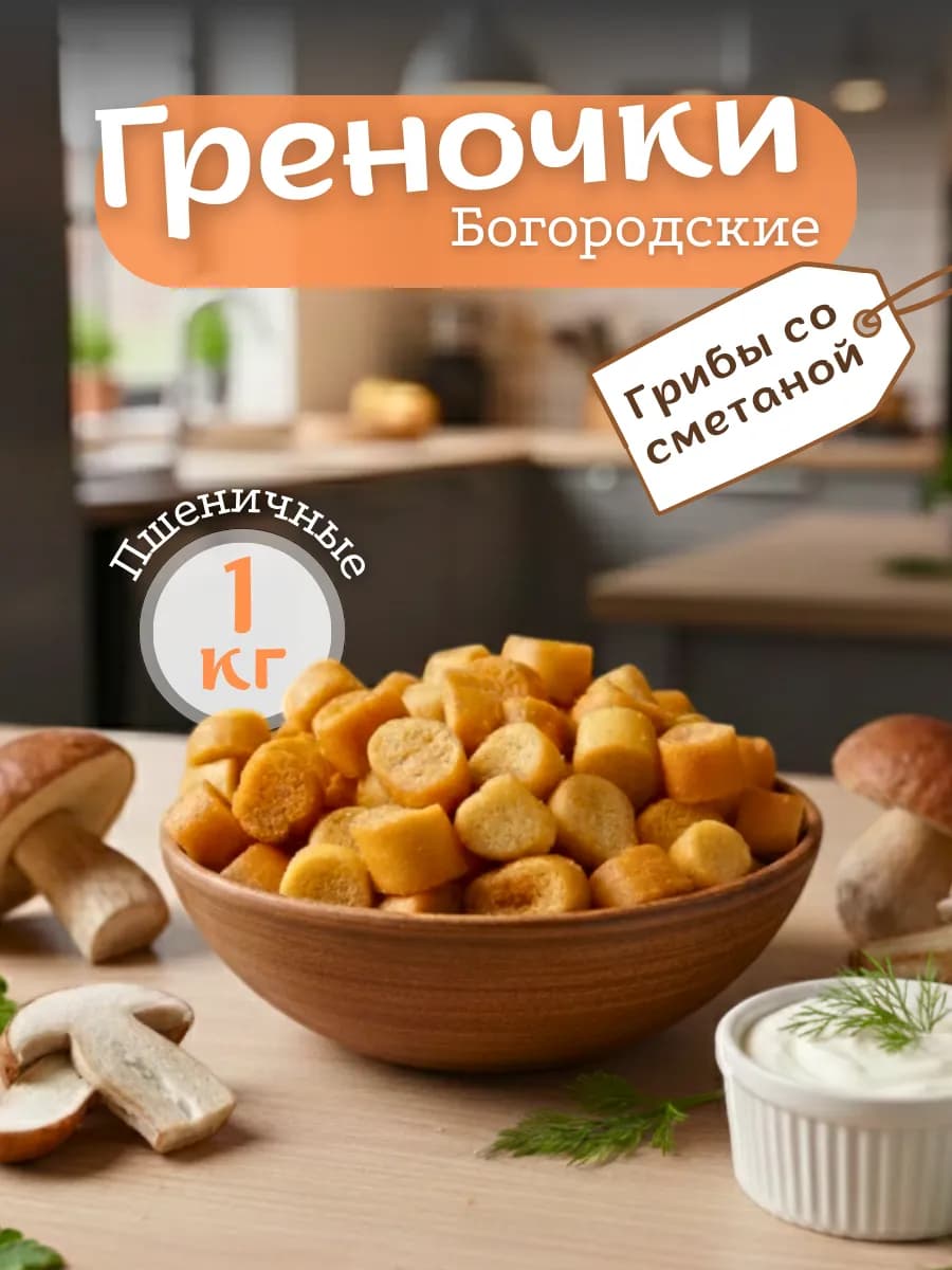 Гренки сухарики 1кг пшеничные Грибы со сметаной