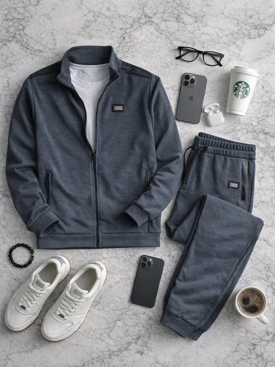 Спортивный костюм вельветовый с кожаными ставками на плечах