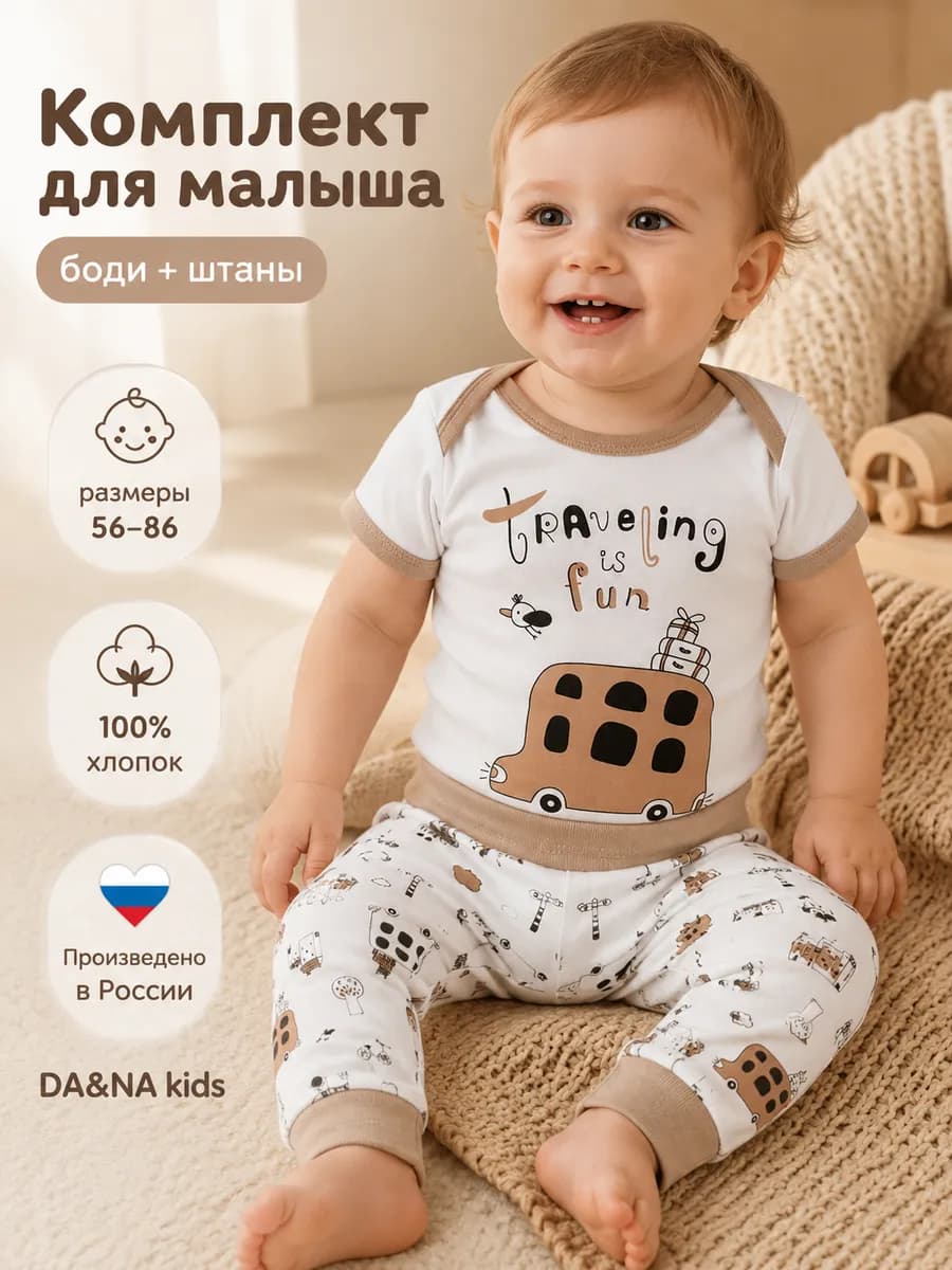 Комплект для новорожденных костюм детский боди и штанишки