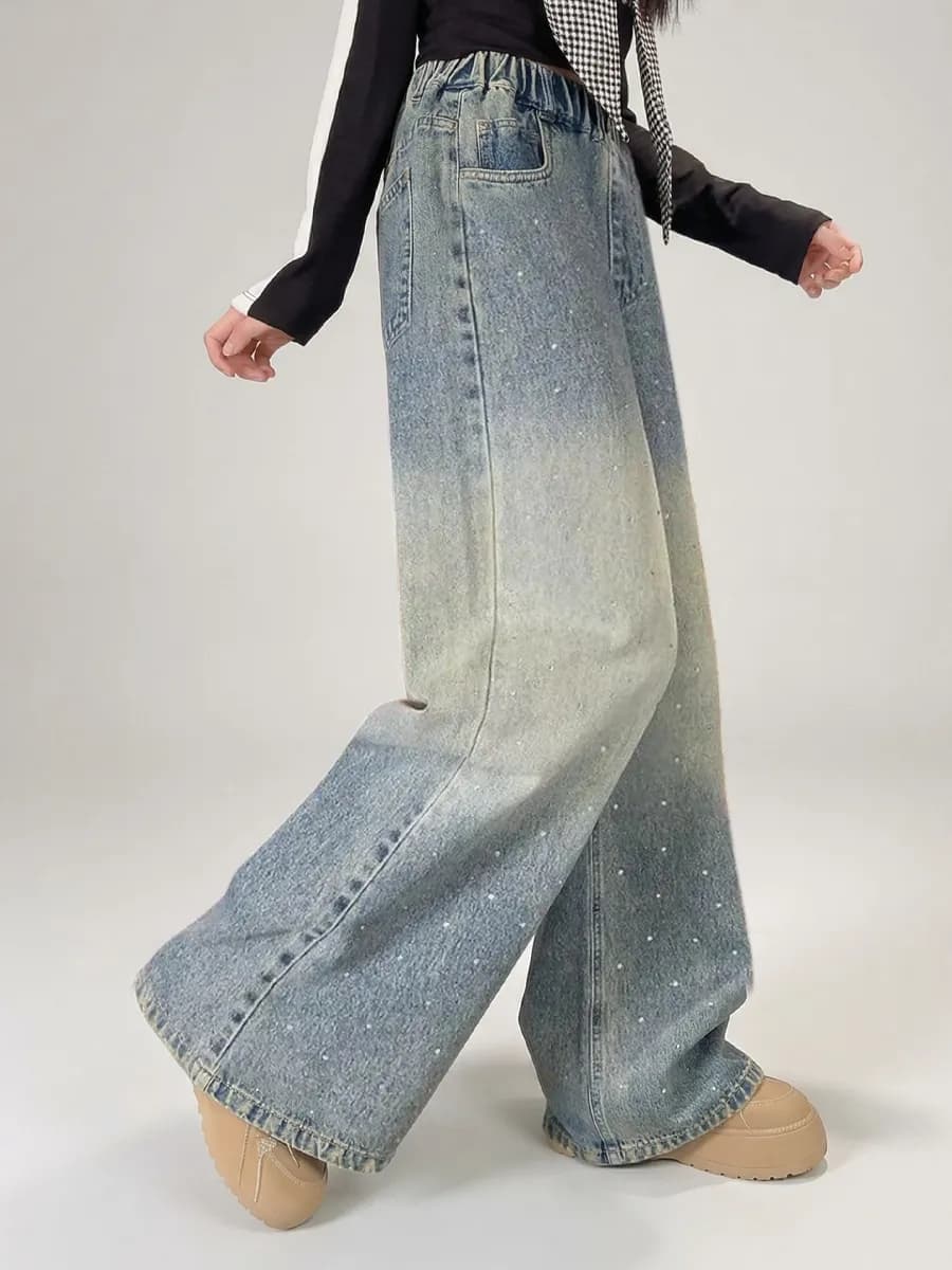 Джинсы палаццо y2k подростковые широкие