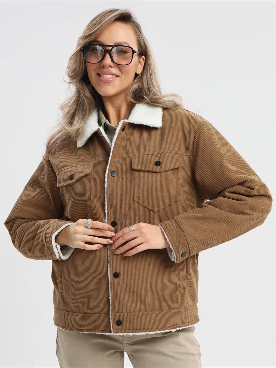 Куртка вельветовая демисезонная утепленная с мехом