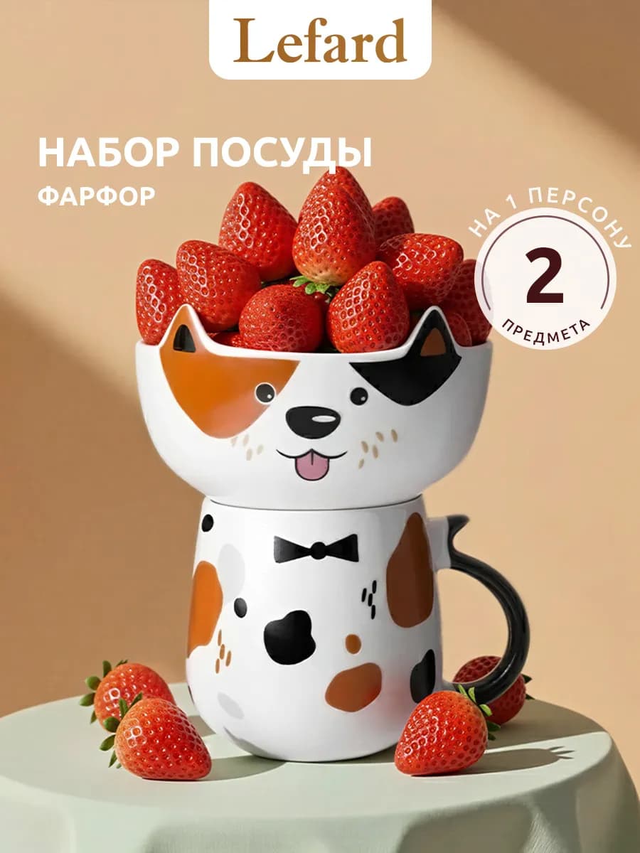 Набор посуды детский на 1 персону 2 предмета фарфор