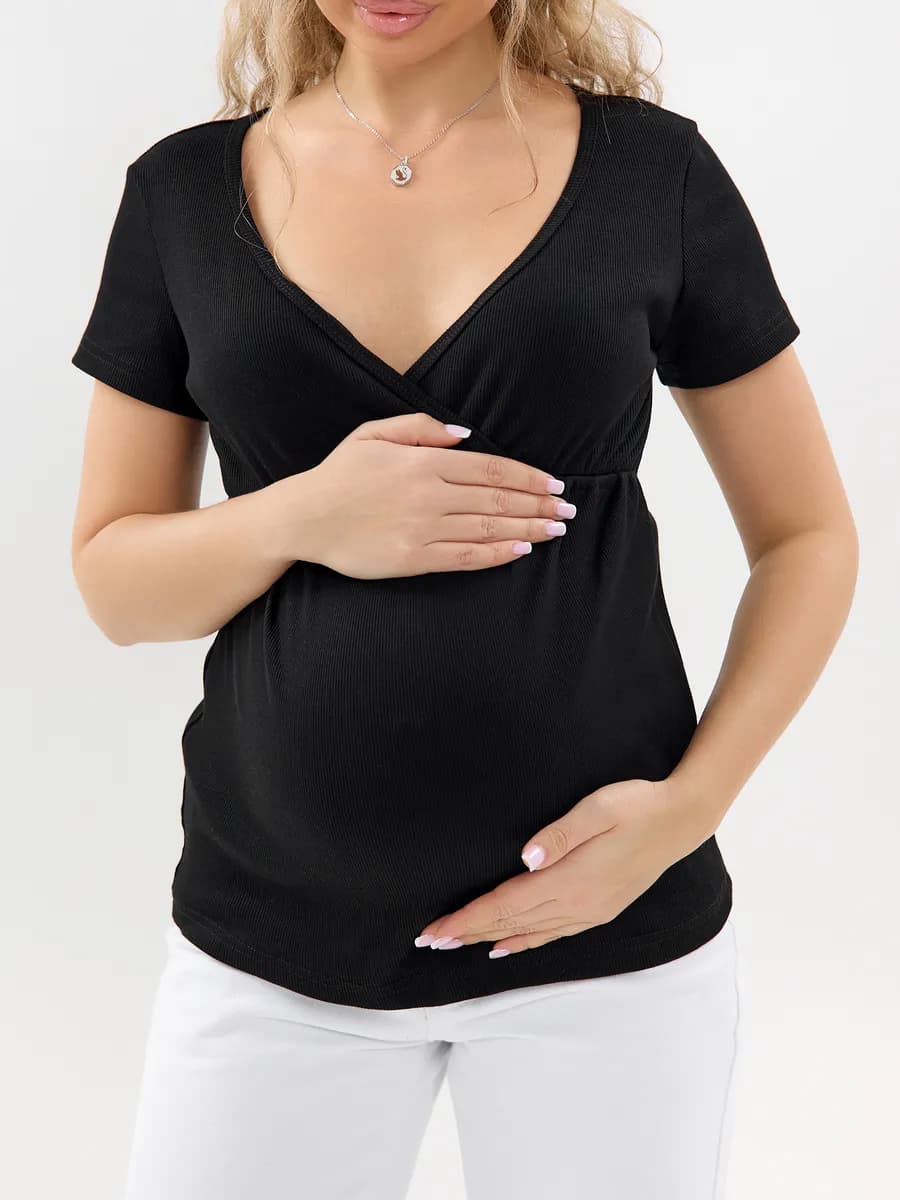 Футболка для беременных и кормящих в рубчик
