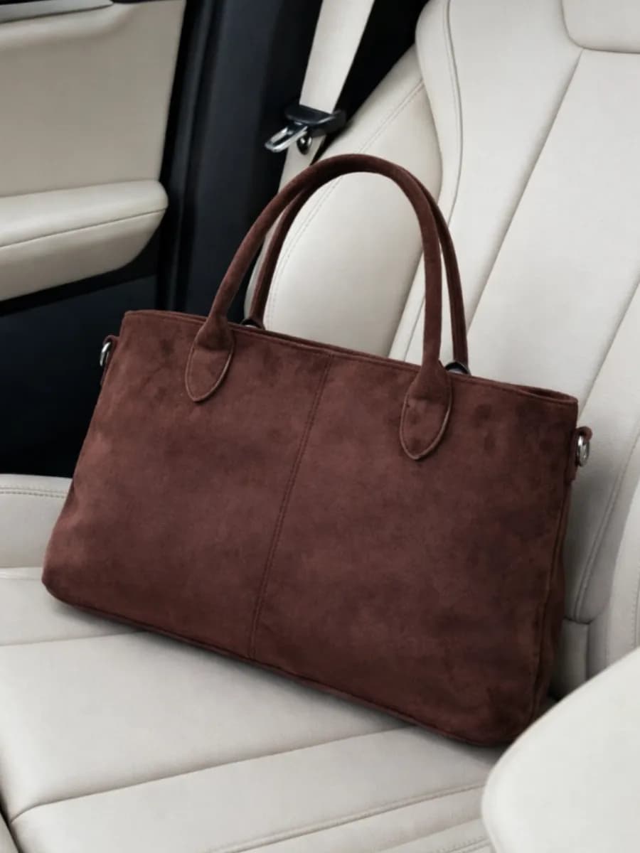 Сумка с ремнём замшевая коричневая А4