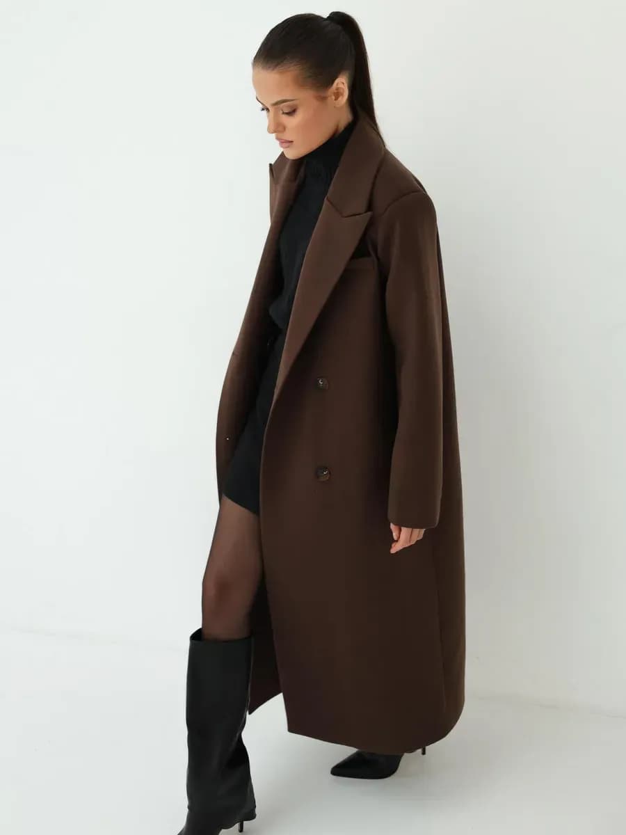 Пальто демисезонное длинное с поясом