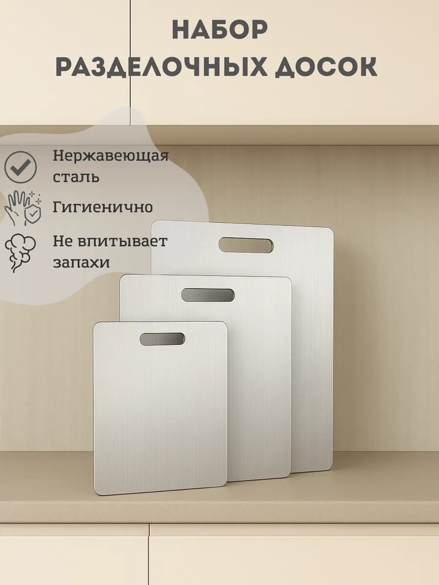 Набор досок из пищевой нержавеющей стали с подставкой