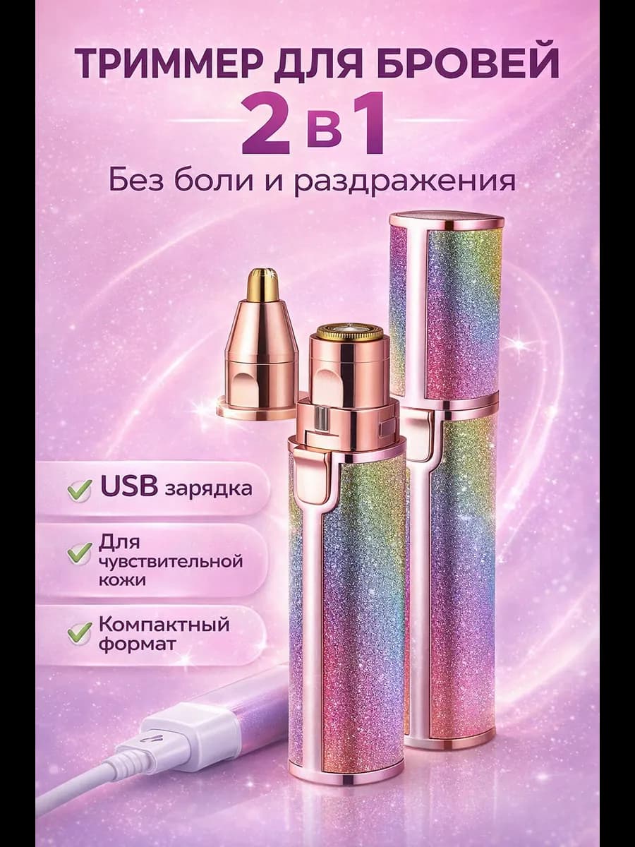Женский триммер для лица и бровей 2в1 USB
