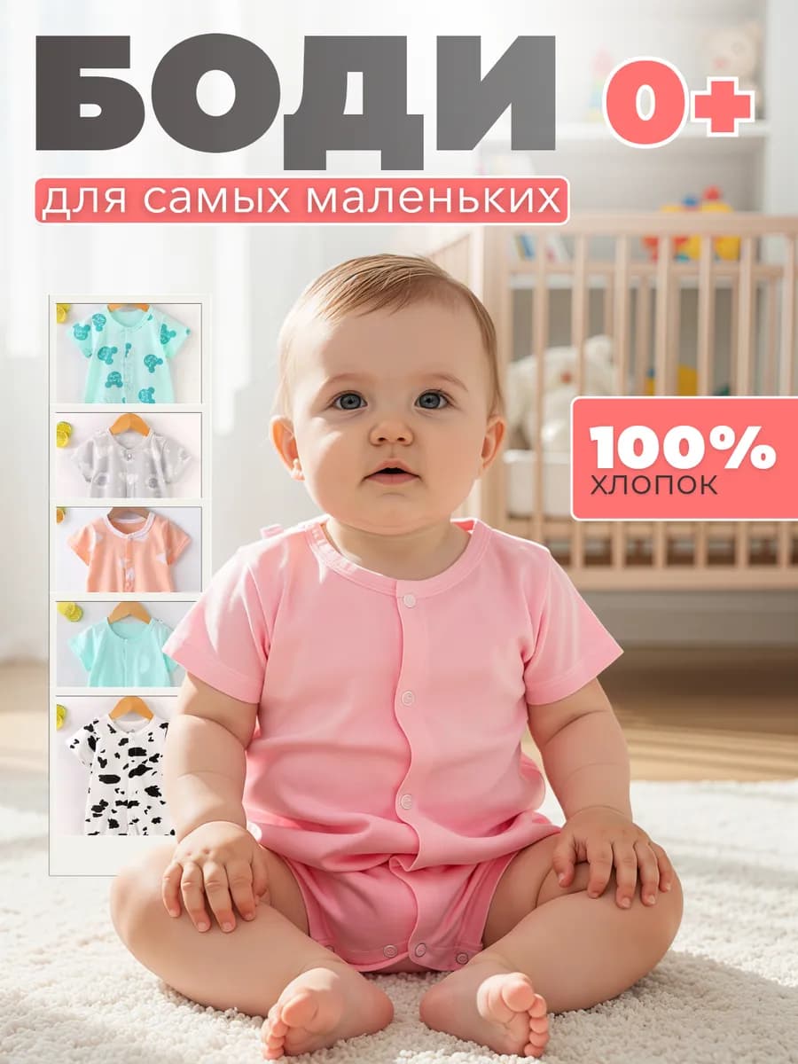 Боди детское хлопок на кнопках