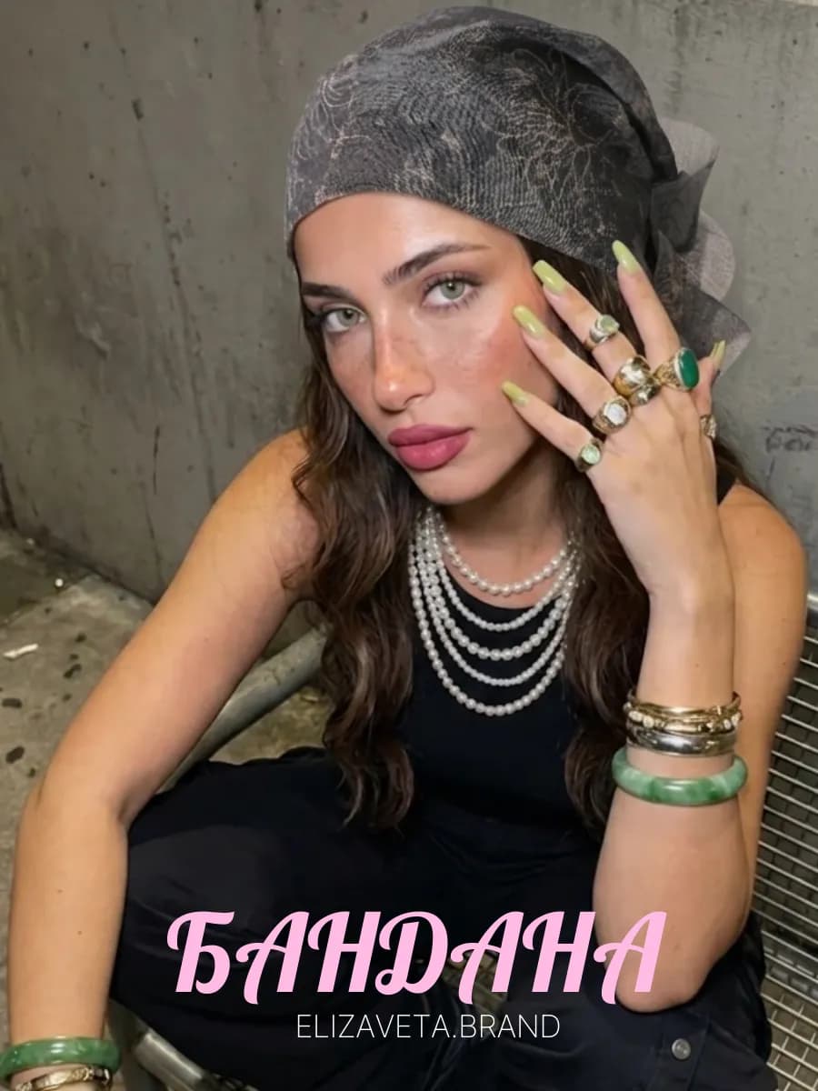 Бандана на голову летняя пляжная на резинке, косынка