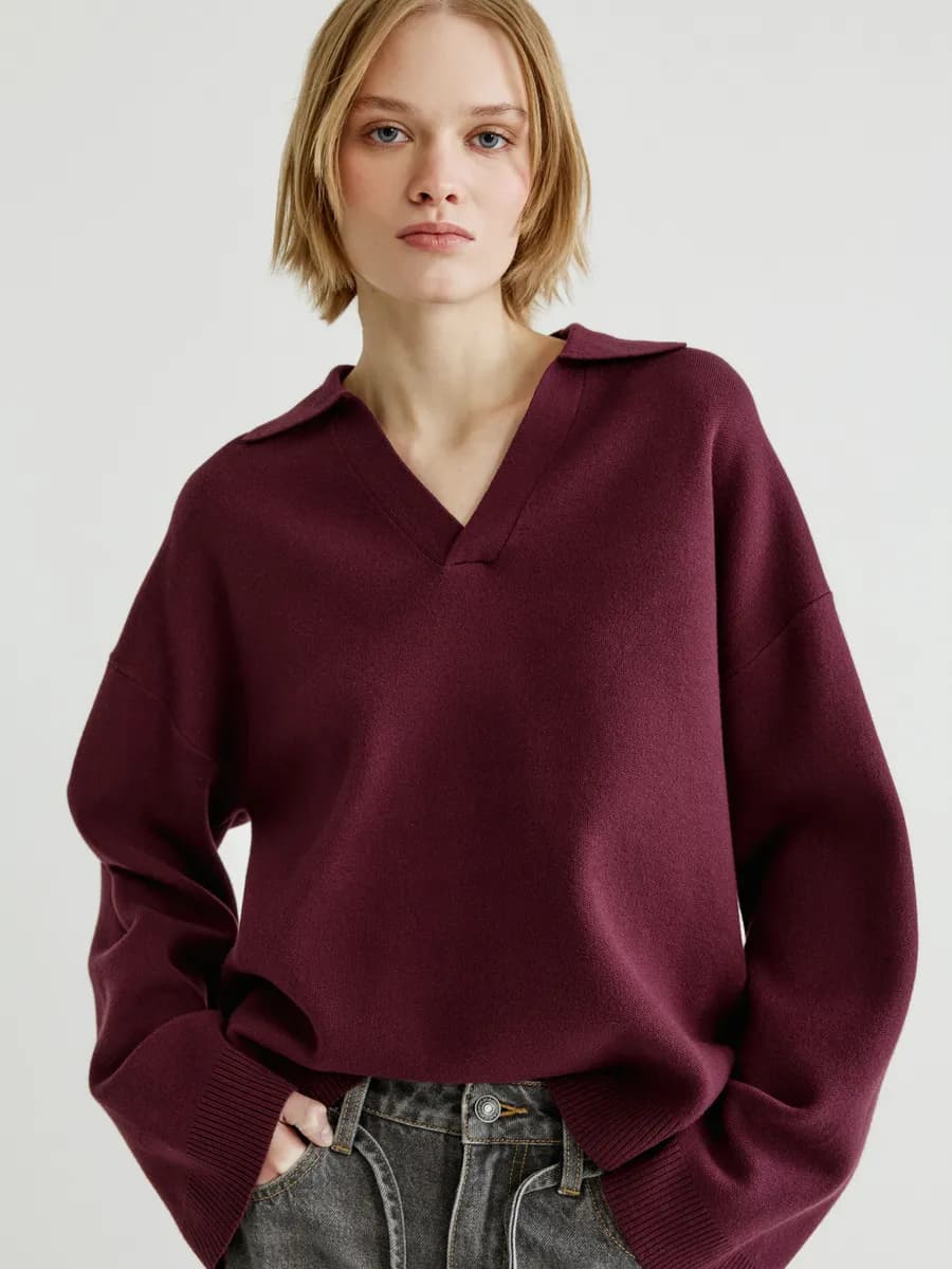 Вязаный джемпер с воротником поло