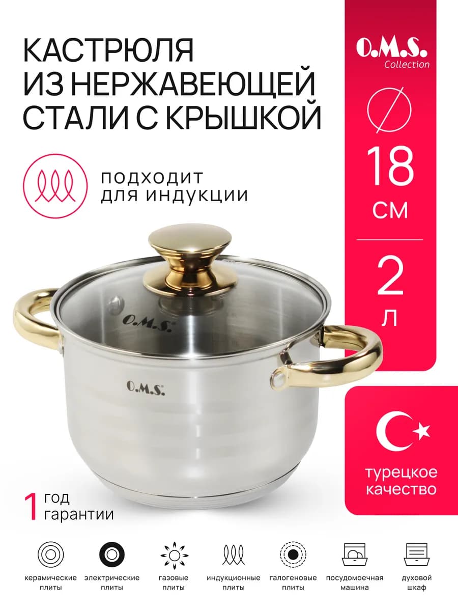 Кастрюля 2 л для индукционной плиты