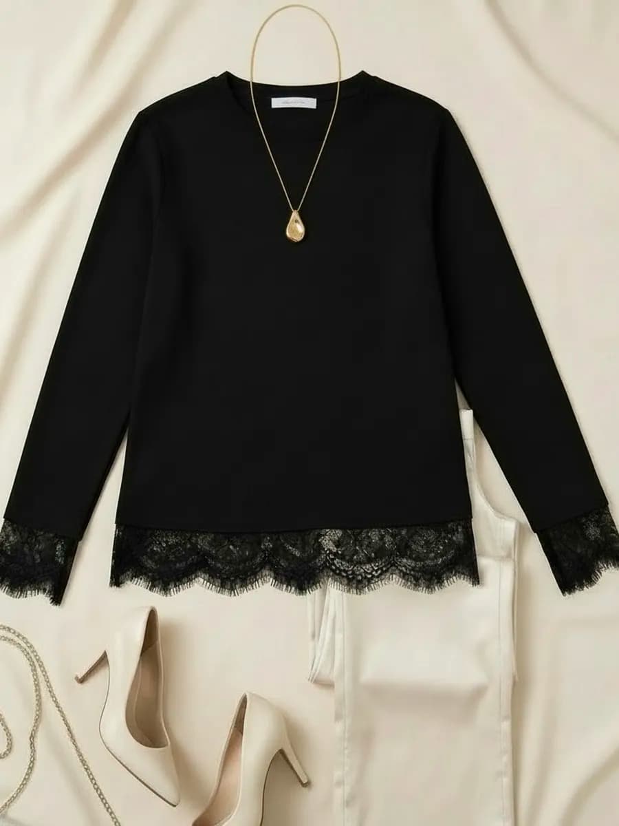 Лонгслив с кружевом