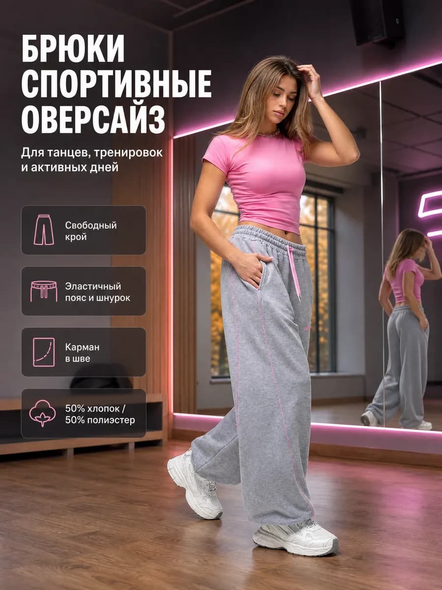 Спортивные штаны на резинке широкие оверсайз
