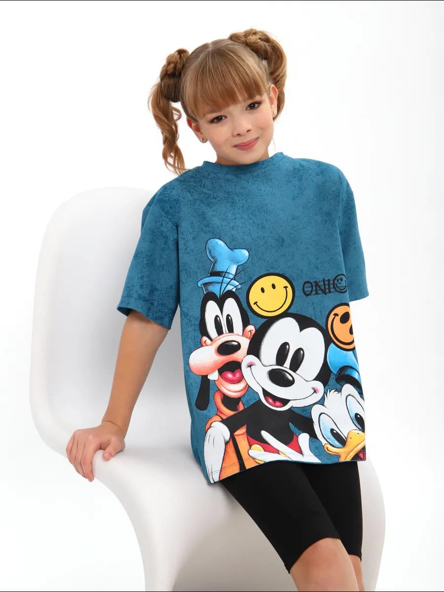 Домашний костюм для девочки с шортами велосипедками