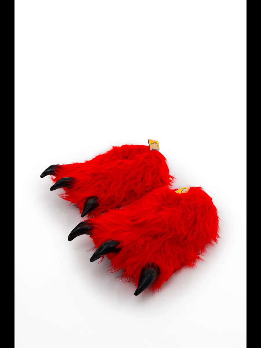 Пушистые тапочки "Когти зверя" красные