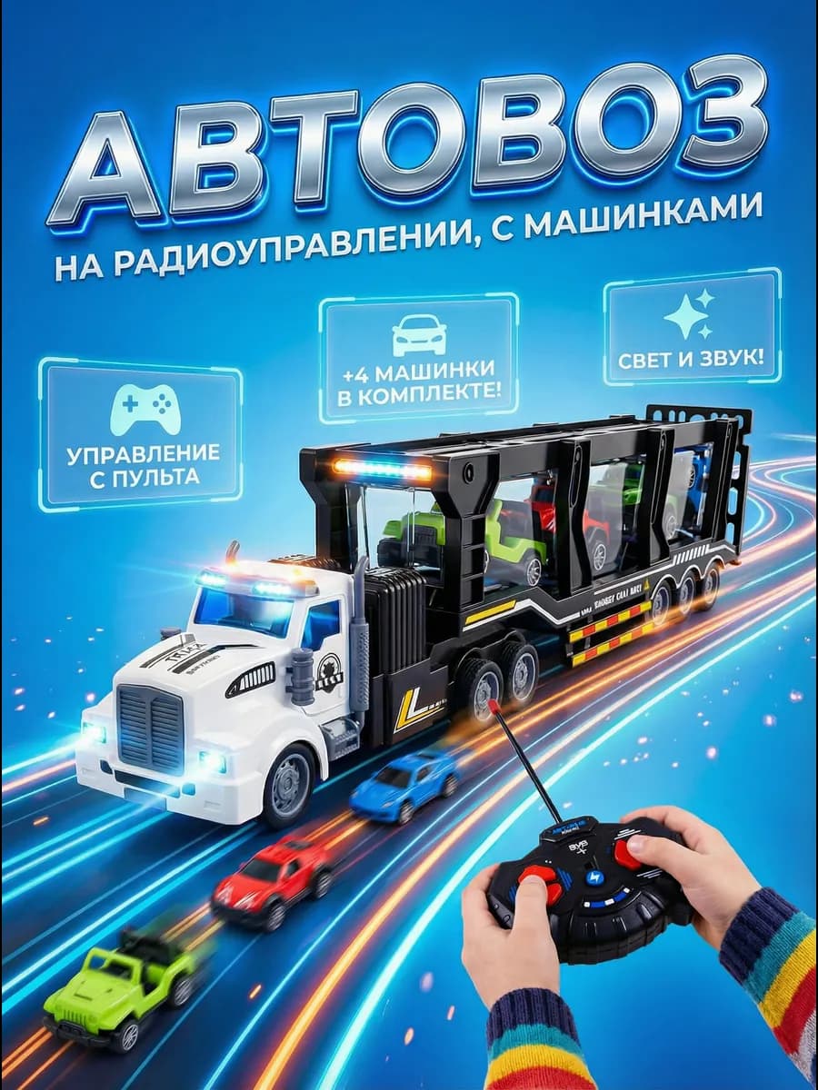 Грузовик автовоз с машинками на радиоуправлении
