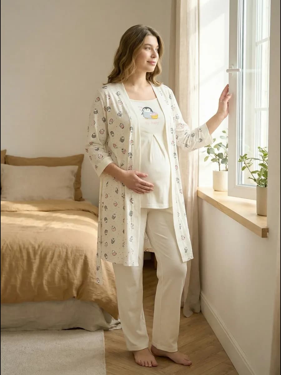 Пижама с халатом комплект для беременных