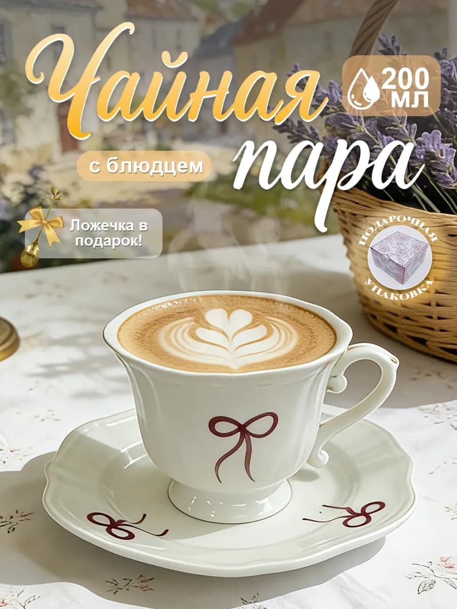 Чайная пара подарочная кружка с блюдцем