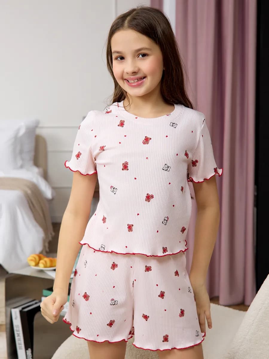 Пижама домашняя с шортами лапша