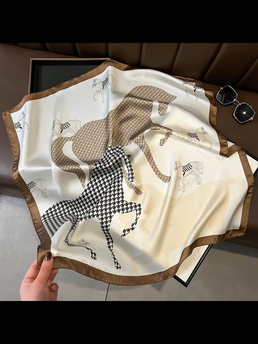 Платок шелковый шейный косынка на голову бандана