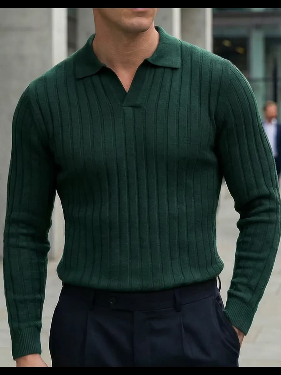 Джемпер поло old money с длинным рукавом