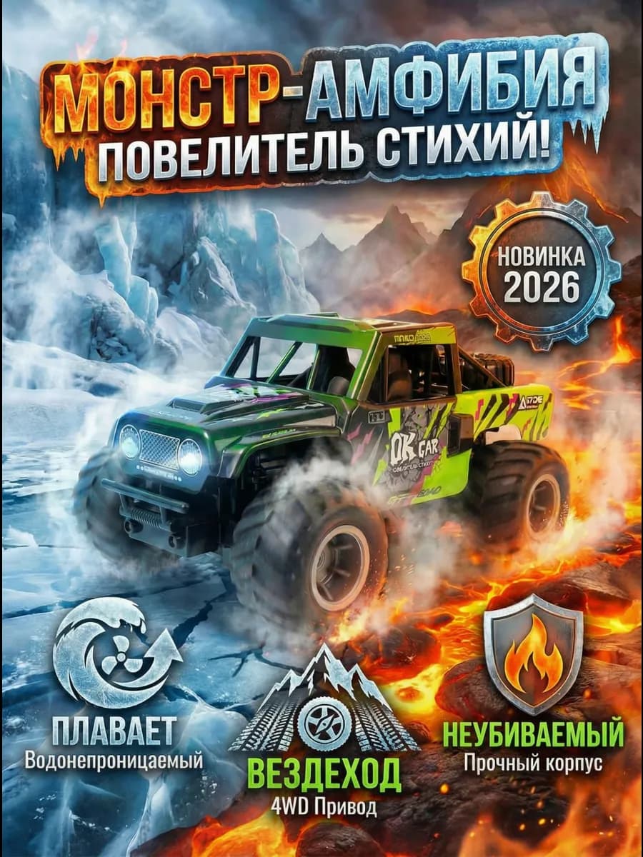 Машинка на пульте управления джип амфибия