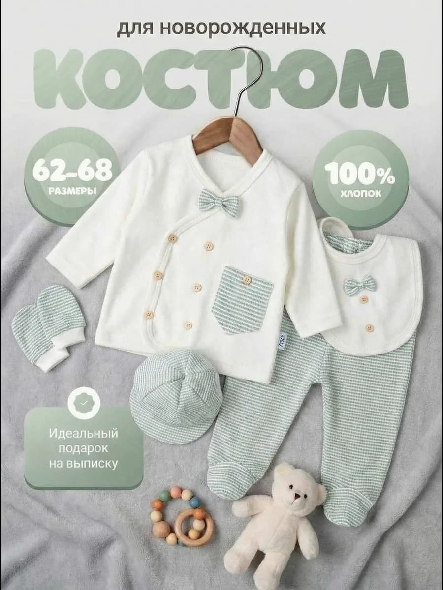Комплект для новорожденных на выписку 5в1