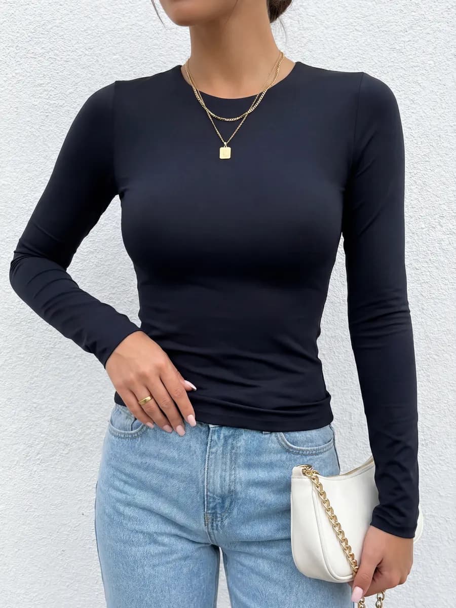 Лонгслив облегающий с длинным рукавом скимс