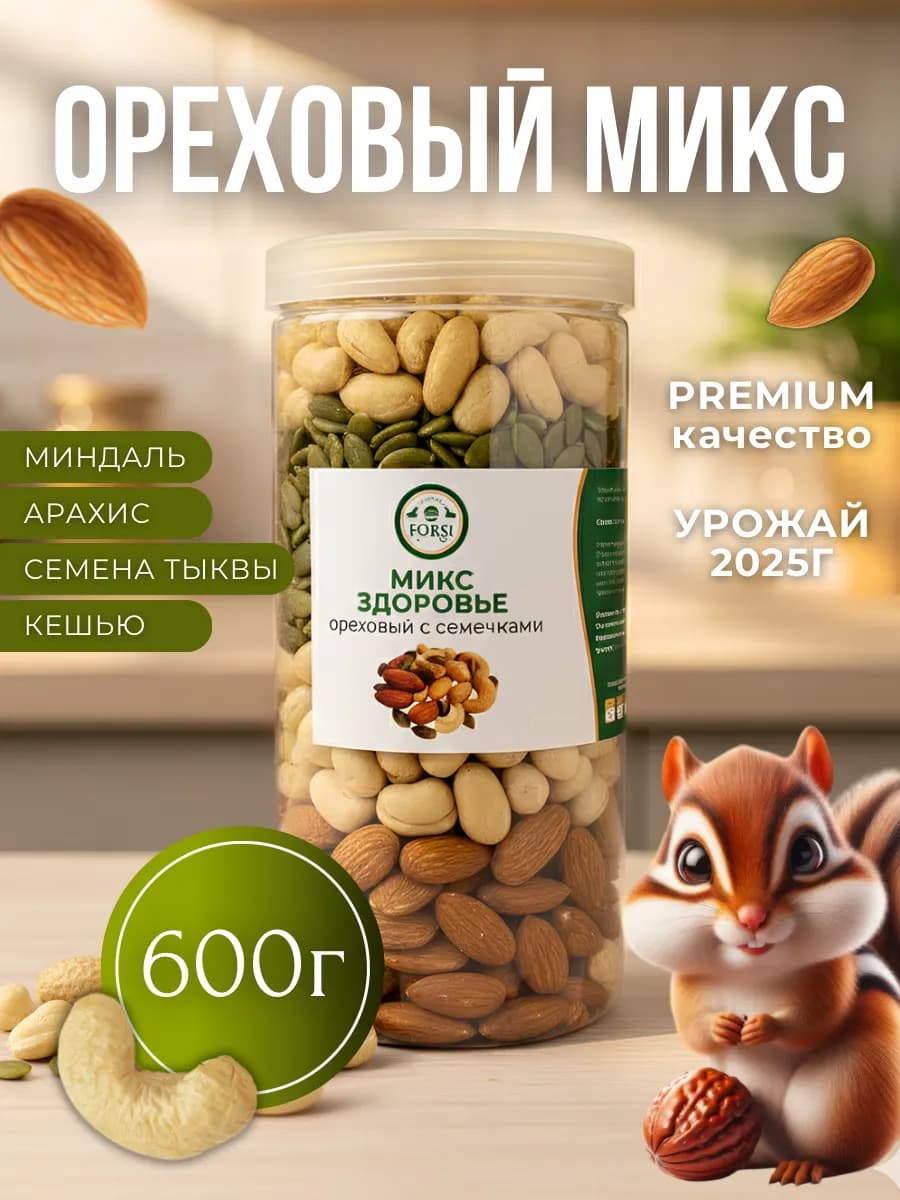 Смесь орехов с тыквенными семечками 600г