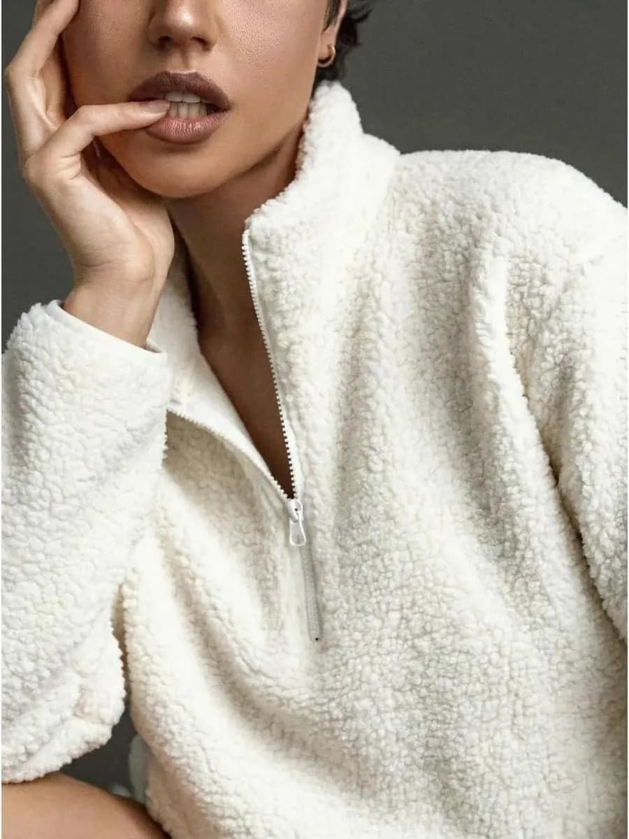Свитшот полузамок с молнией плюшевая флисовый с воротником