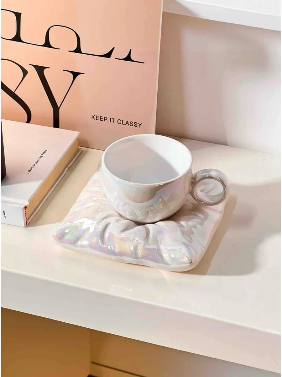 Чашка с блюдцем керамическая 200 мл, чайная пара, подарок