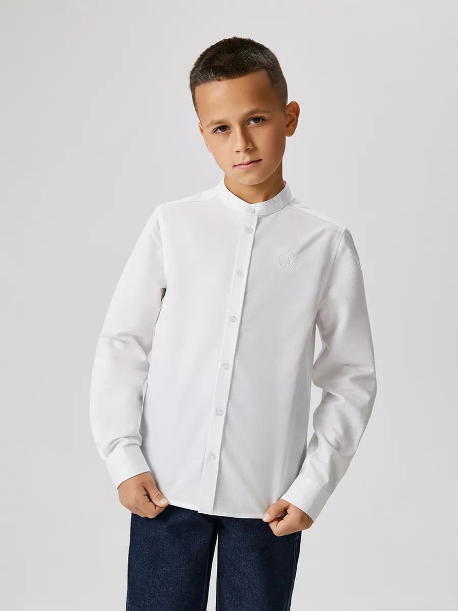 Рубашка белая школьная с длинным рукавом