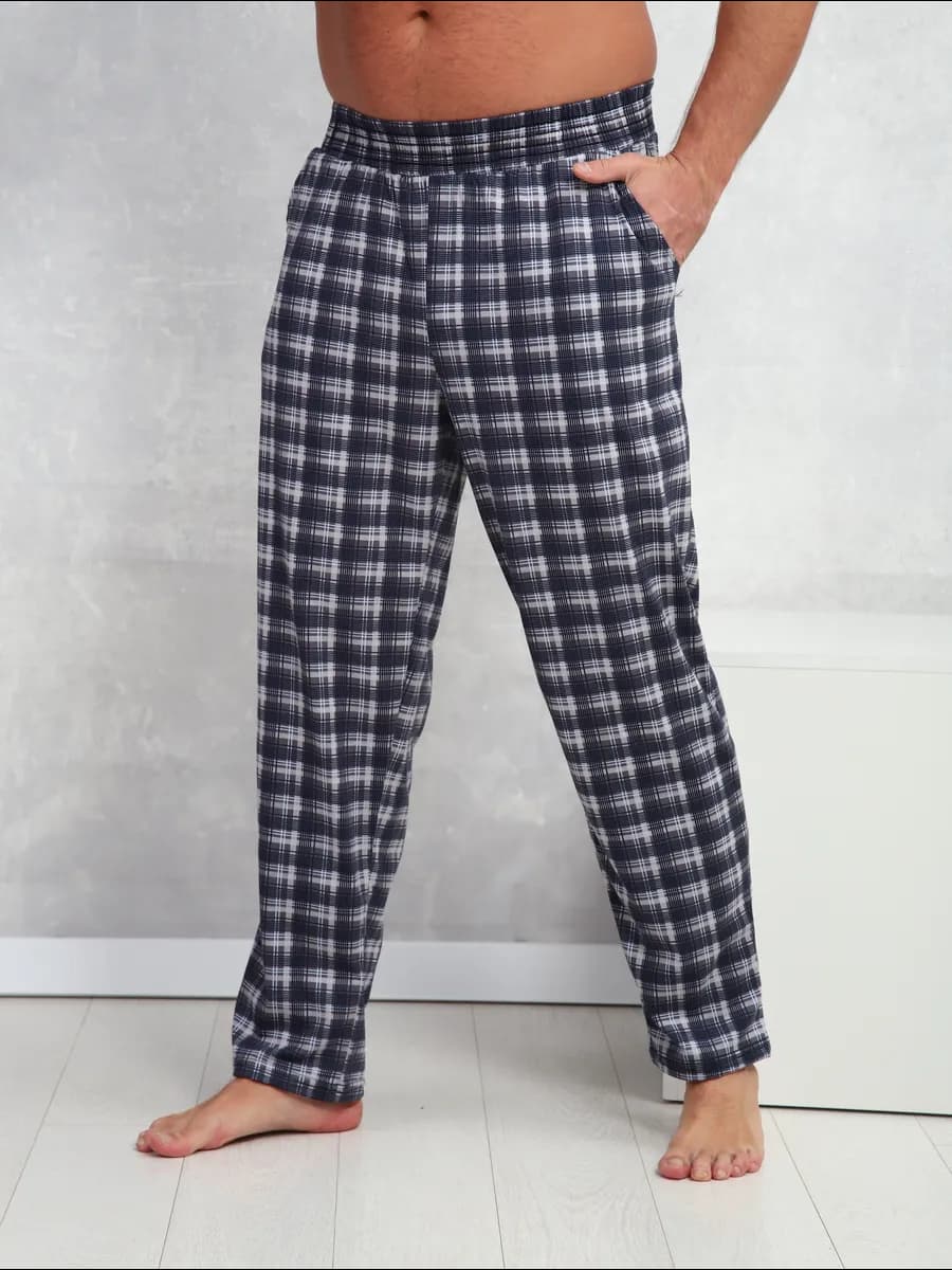 Штаны домашние в клетку на резинке большие размеры