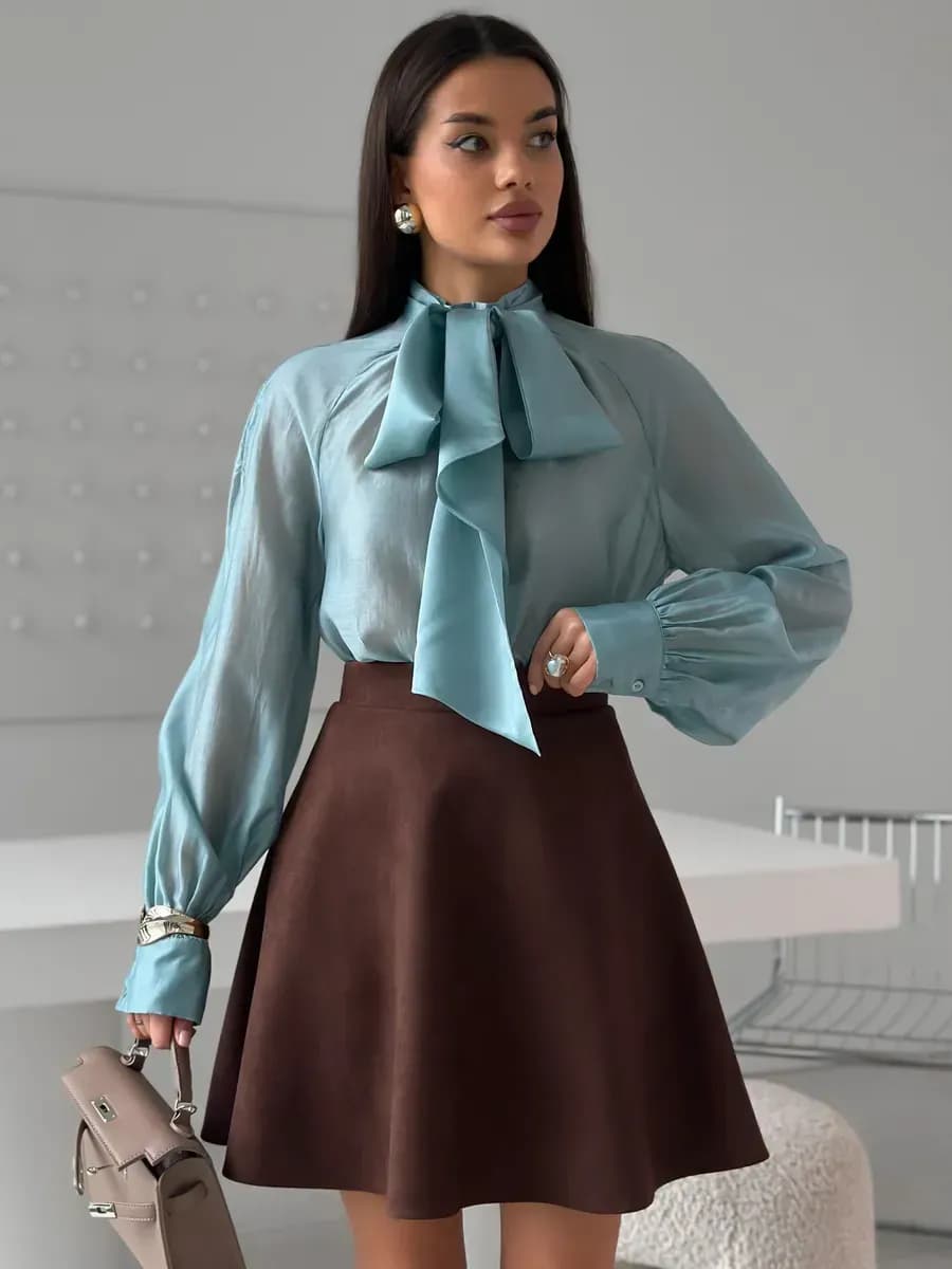 Юбка мини короткая солнце замшевая