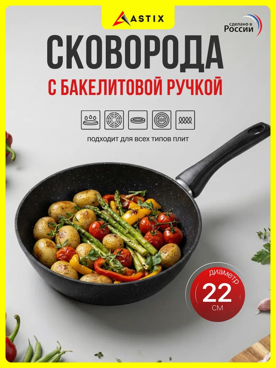 Сковорода с индукционным дном МАСТЕР 22 см MS4522I