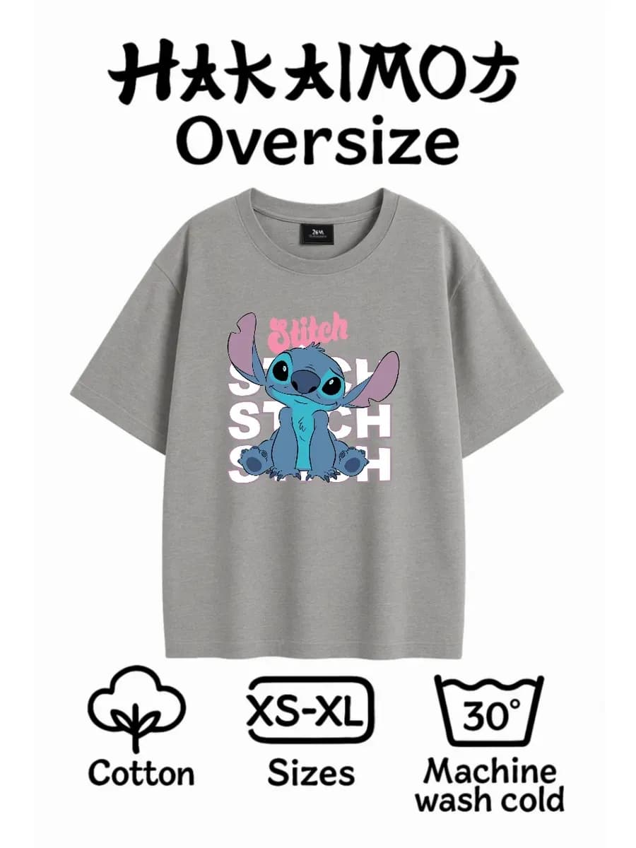 Футболка оверсайз с принтом Лило и Стич - фото 1