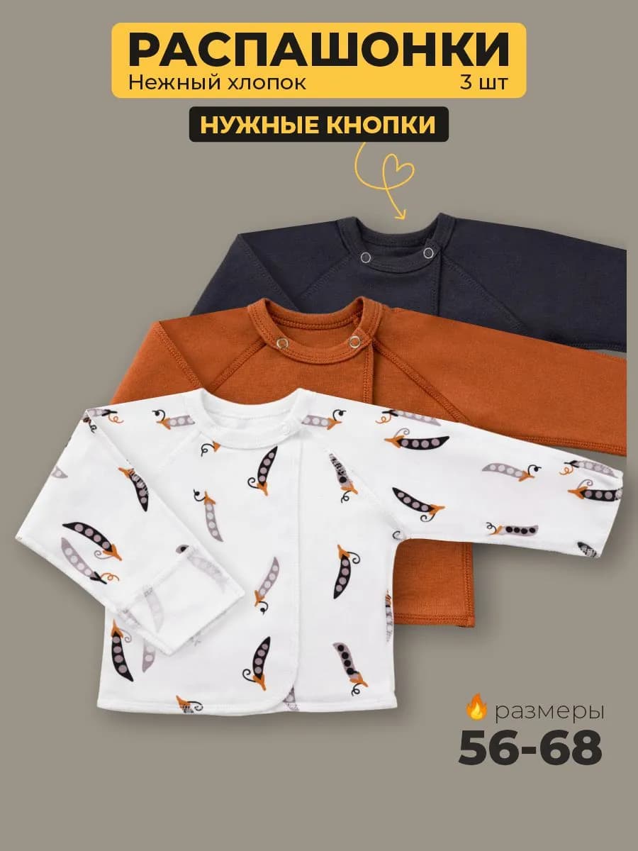 Распашонки для новорожденных набор 3 штуки