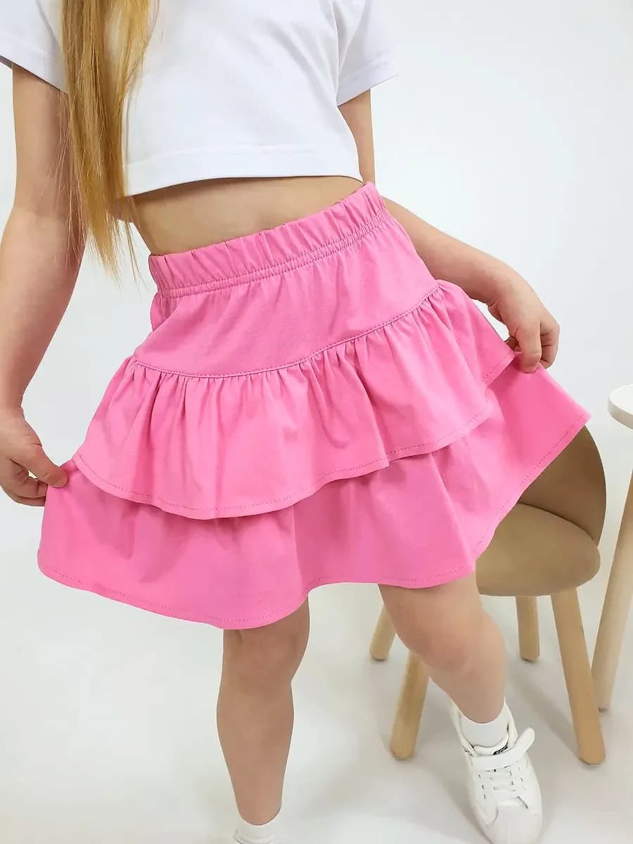 Юбка трикотажная ярусная в садик для детей - фото 1