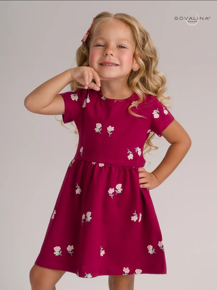 Летнее платье в садик короткий рукав