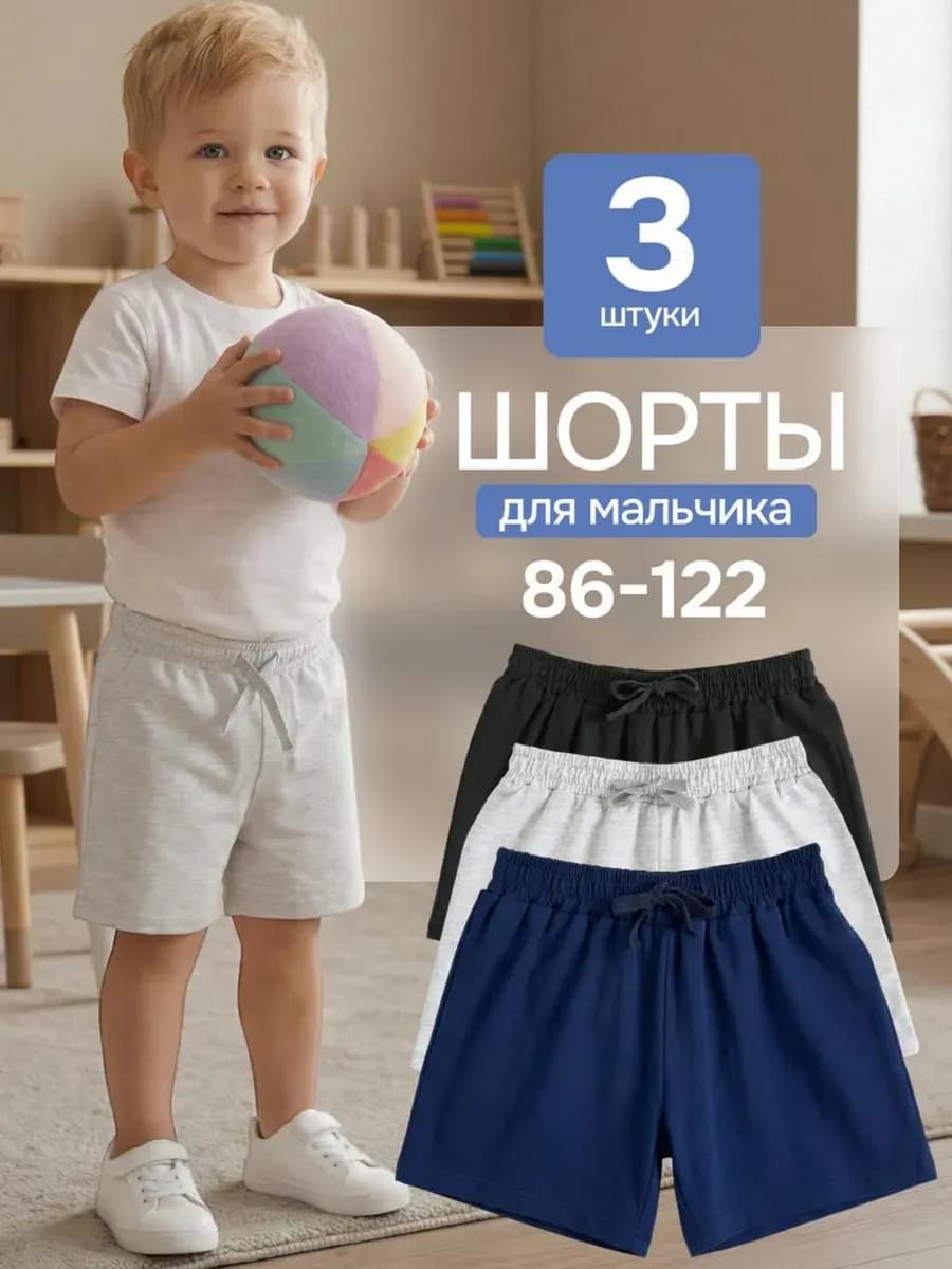 Шорты домашние трикотажные хлопок на резинке 3 шт