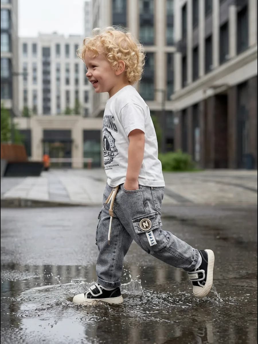 Джинсы детские бананы широкие в садик