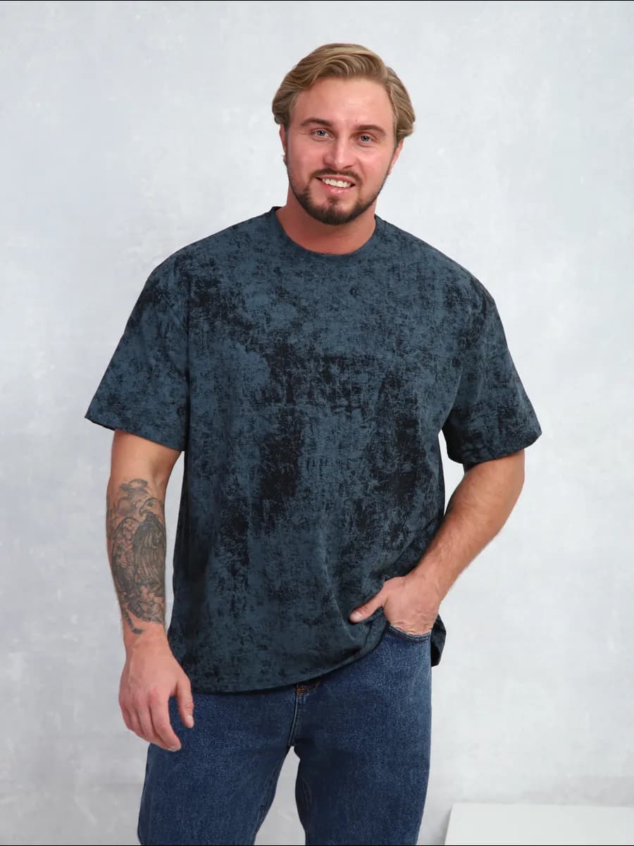 Футболка оверсайз вареный эффект большие размеры